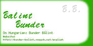 balint bunder business card